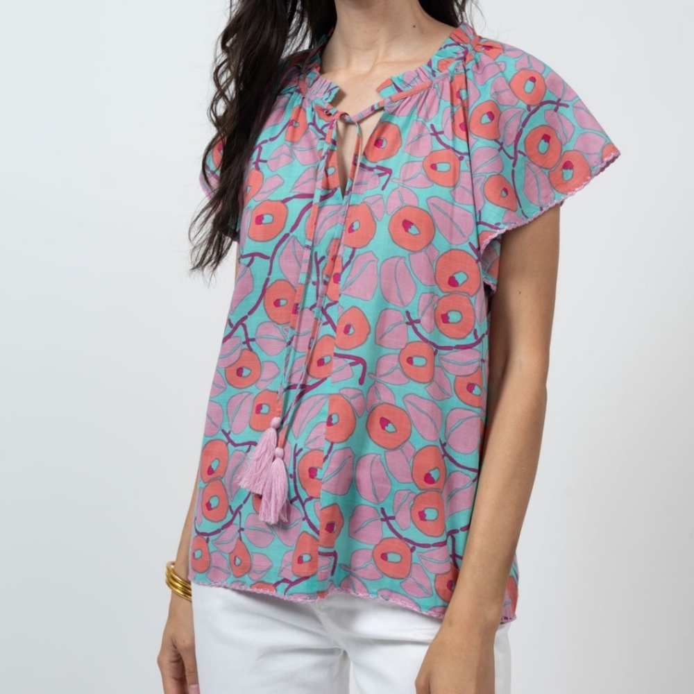 Ivu Jane Flutter Sleeve Print Top Size XS